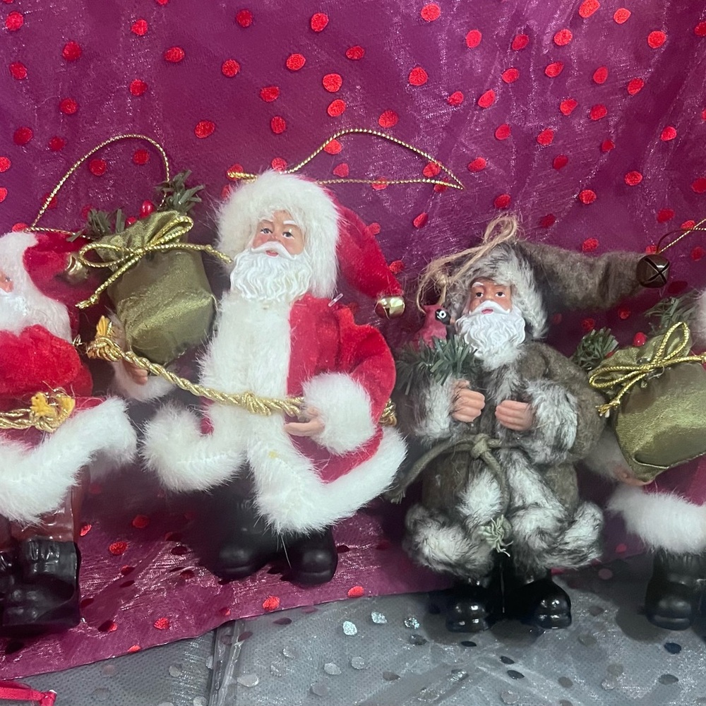 Vintage Santa Claus Christmas Ornaments Bundle